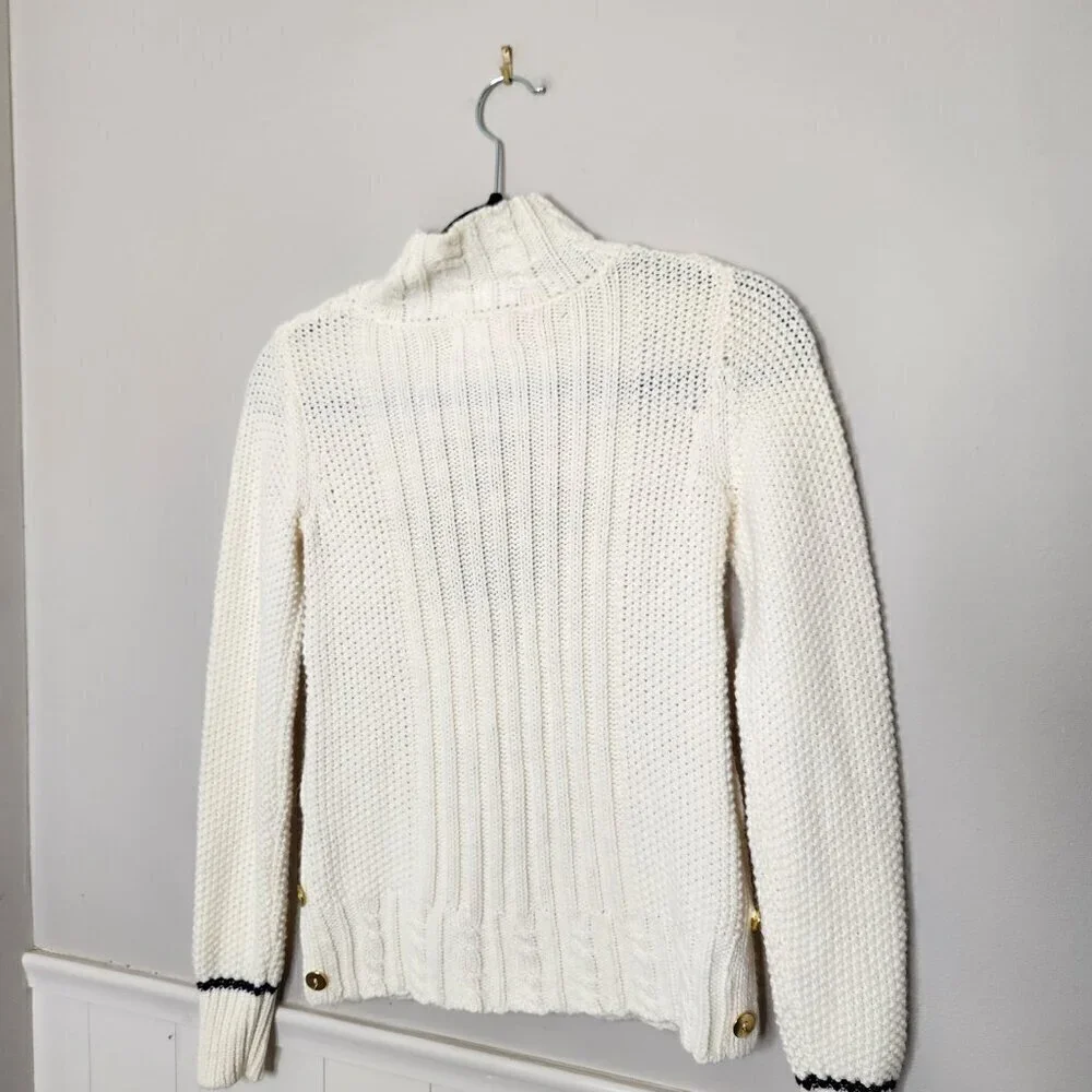 THE REEDS X J. CREW White Knit Mock Neck Sweater